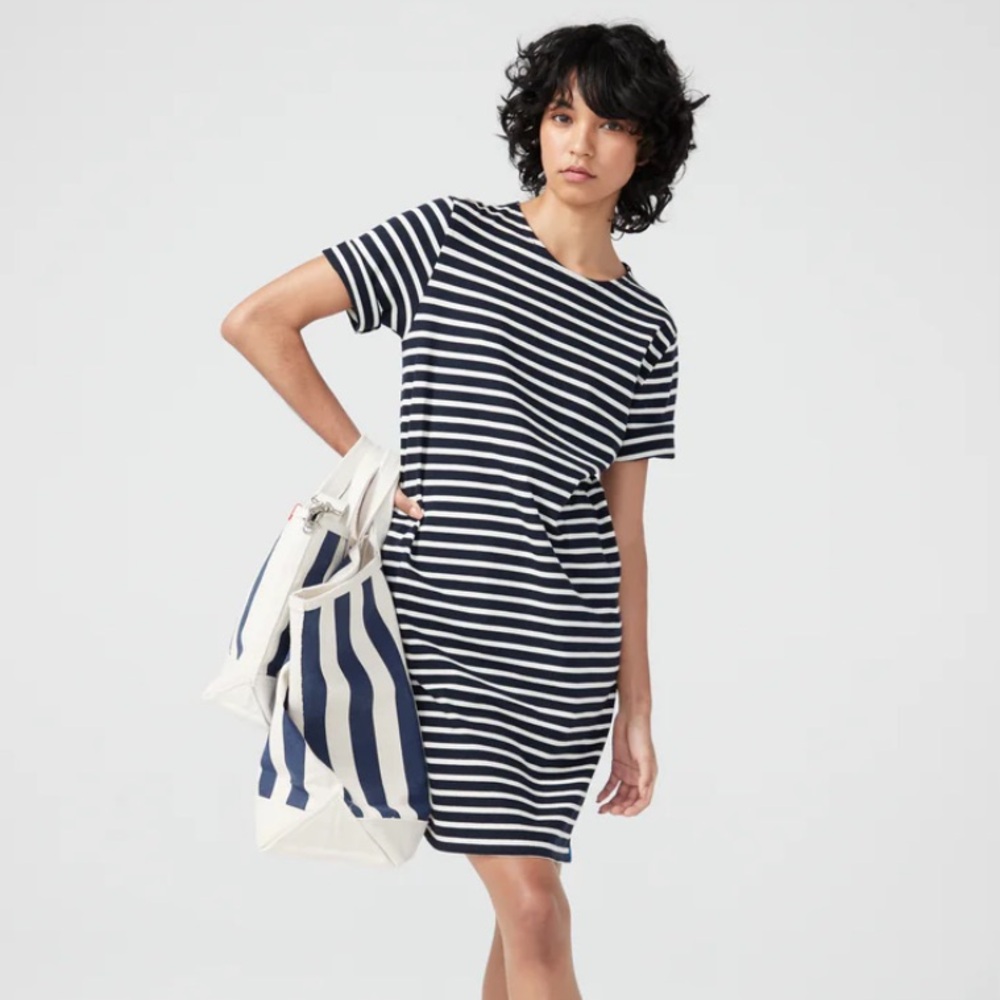 KULE Navy and White Striped Tee Dress